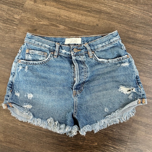 Free People Distressed Denim Cutoff Shorts Size 28 | Frayed Hem Festival Boho - Picture 7 of 7
